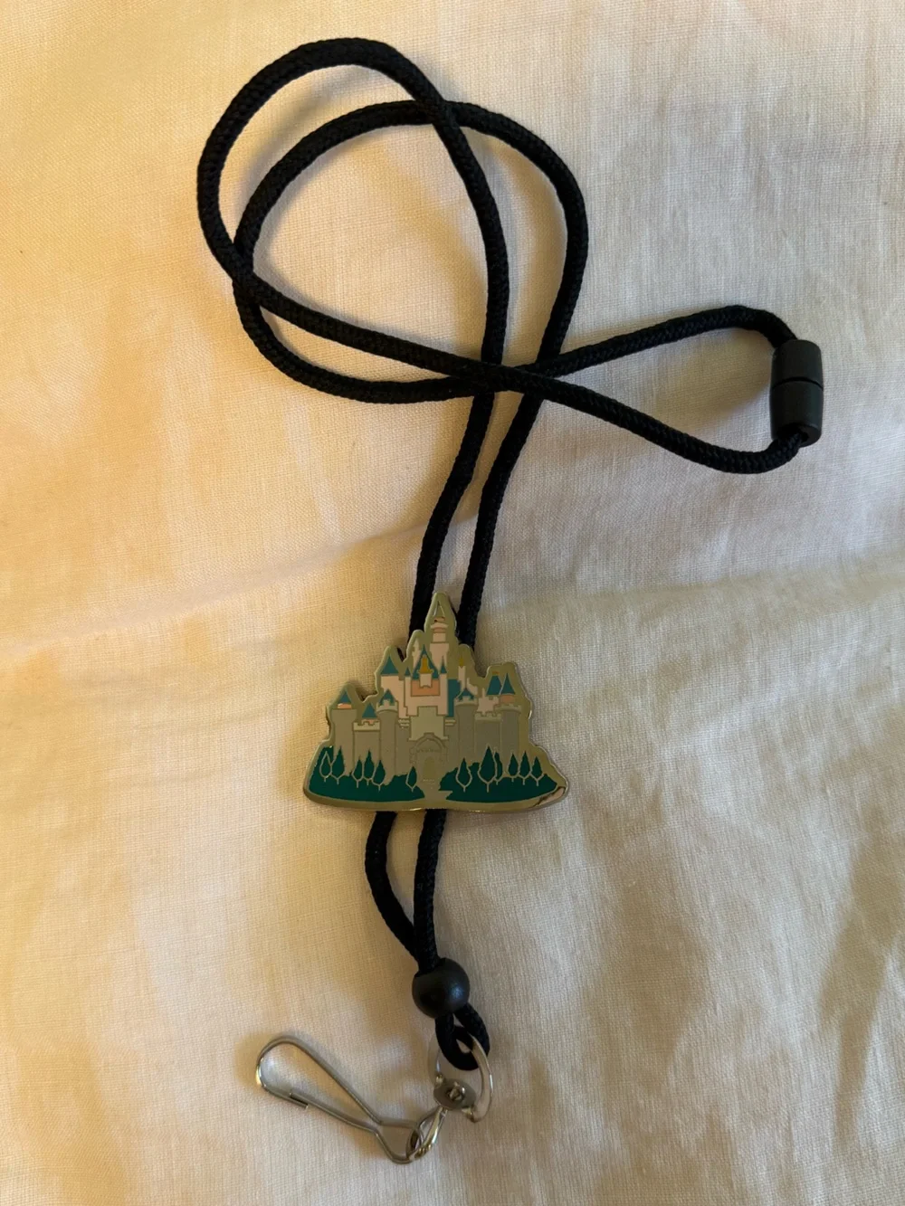 RARE Disney DLR Sleeping Beauty Castle 50th Golden Ears Card Holder ID Lanyard